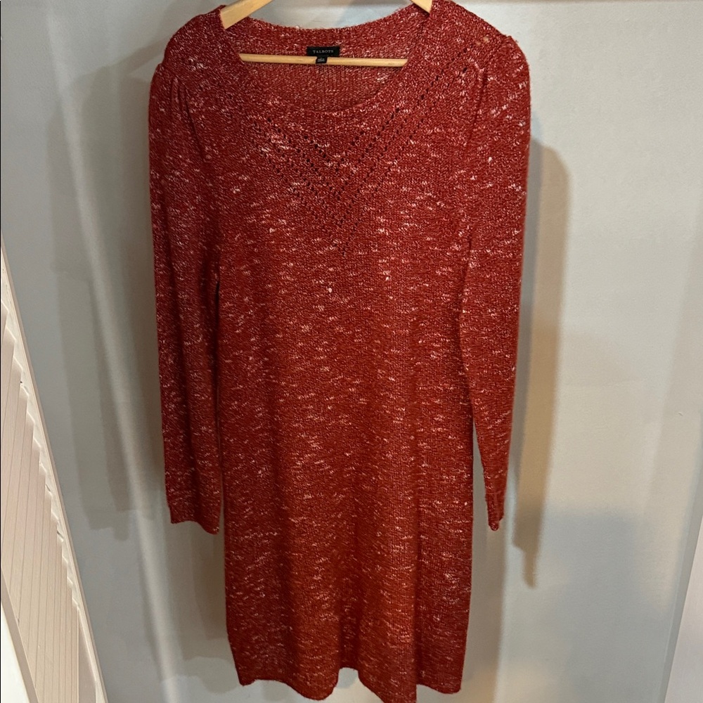 Talbots Marled Red Long Sleeve Dress